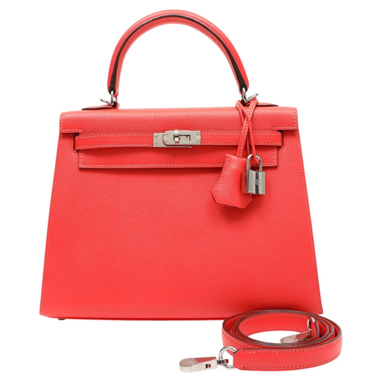 Hermes Kelly 25cm Rose Jaipur Madame Sellier Epsom Leather w/Palladium Hardware