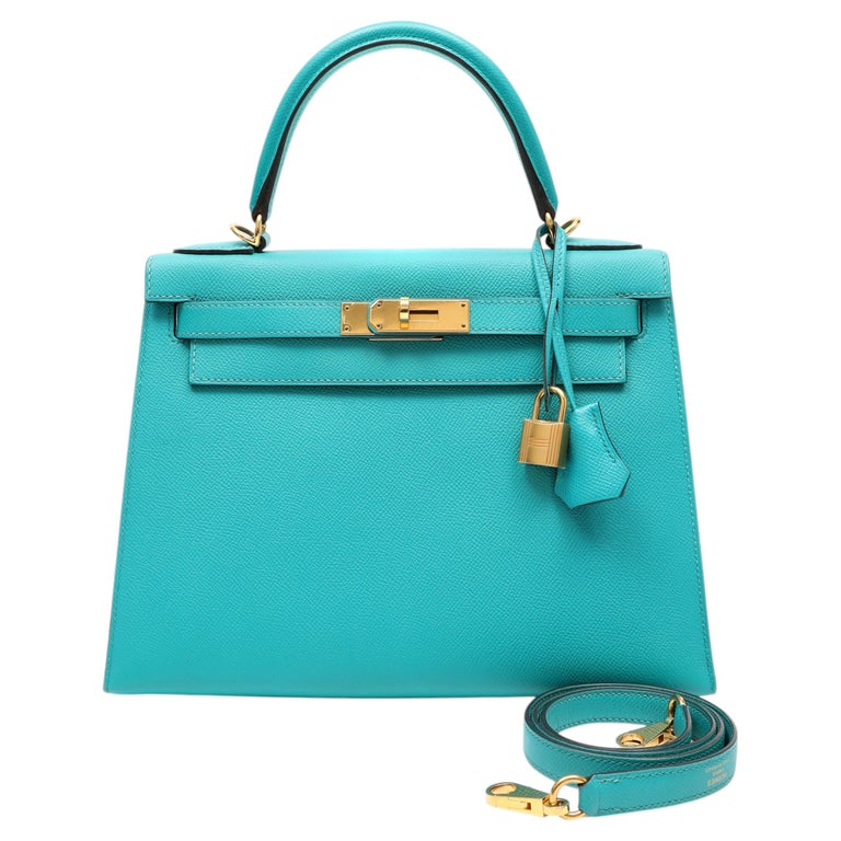 Hermès Kelly 28cm Bleu Paon Sellier Epsom w/Gold Hardware