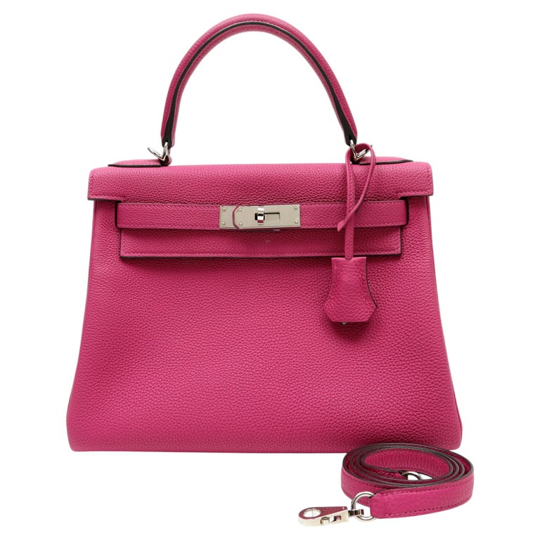 Hermès Kelly 28cm Rose Togo Retourne Leather w/Palladium Hardware