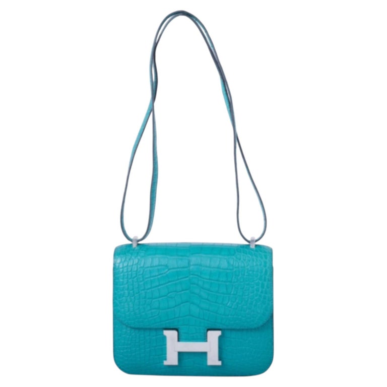 Hermès Constance 18 Turquoise (T9) Matte Alligator – Palladium Hardware - '00s