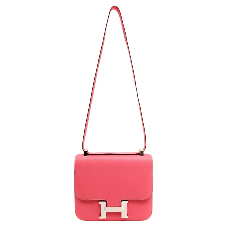 Hermes Constance 24cm Rose Confetti Evergrain Leather w/Palladium Hardware