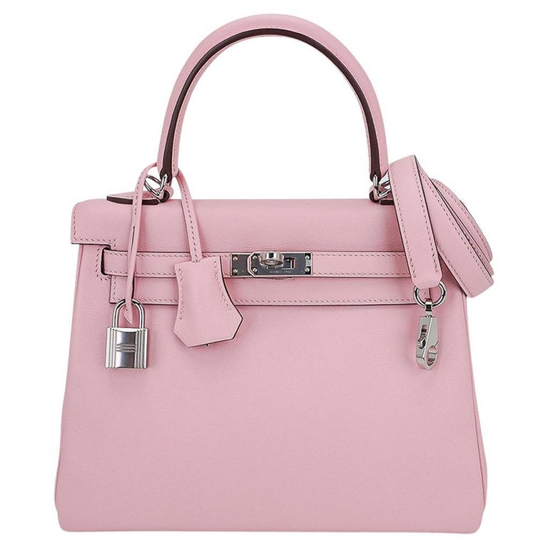 Hermes Kelly 25 Bag Rose Sakura Palladium Hardware Swift Leather