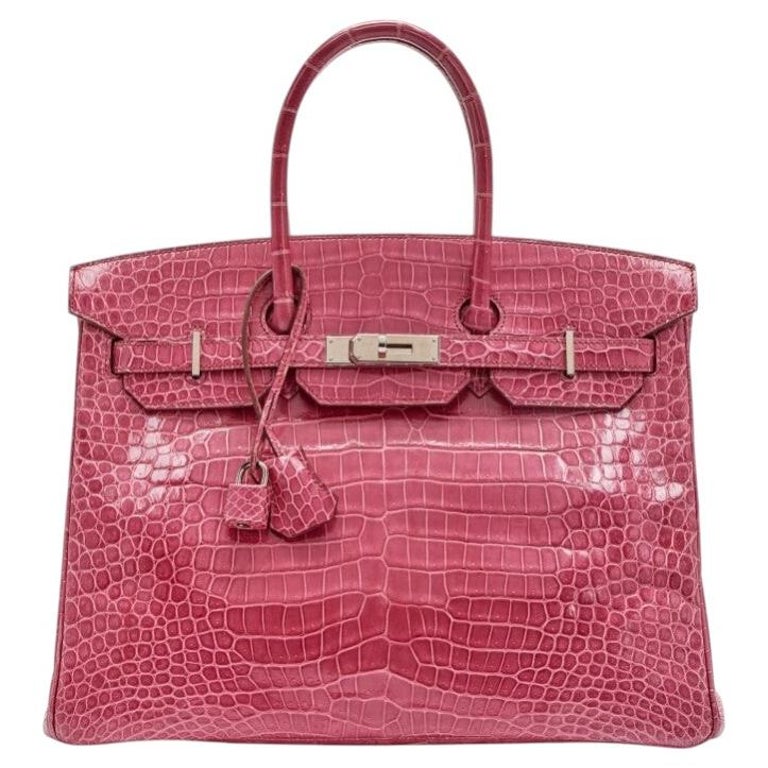 Hermès Fuschia Shiny Crocodile Porosus Birkin 35 Palladium Hardware, 2014
