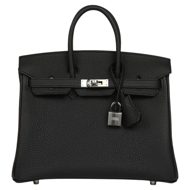 Hermes Birkin 25 Black Togo Leather With Palladium Hardware Handbag