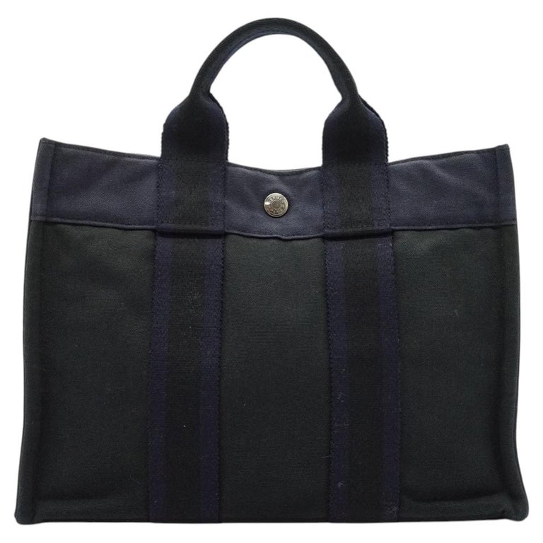 Hermes Vintage Navy Blue and Black Fourre Tout PM Handbag