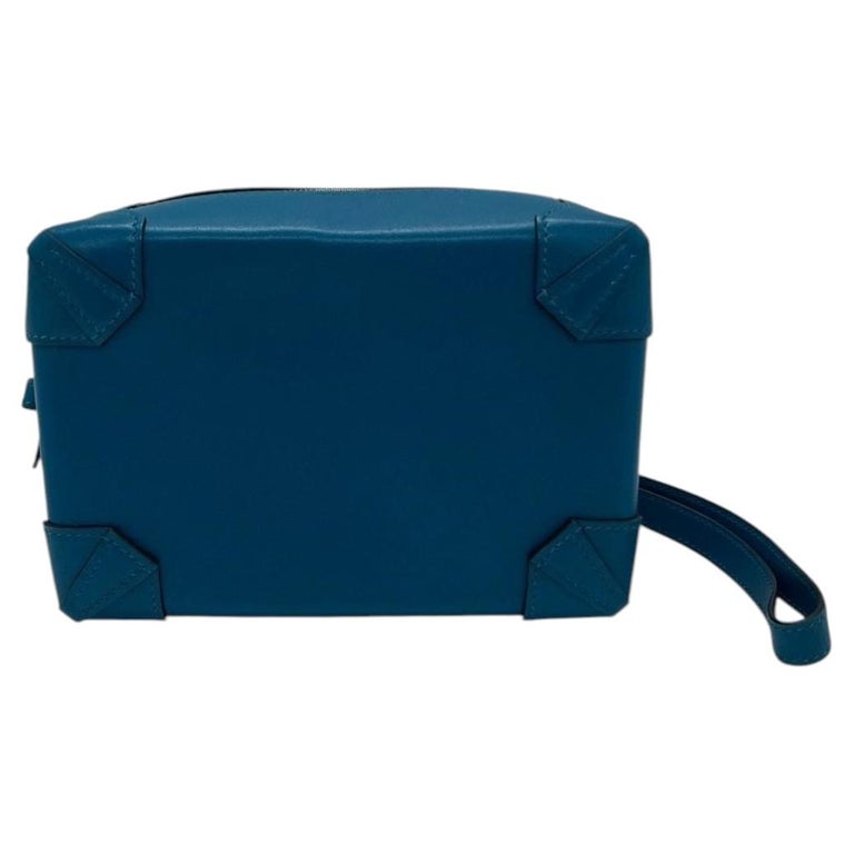 HERMES Mini Maxibox Bag Bleu Izmir Tadelakt Leather Palladium Hardware
