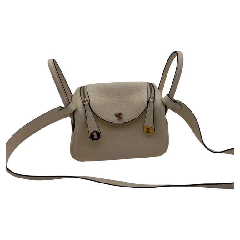 Hermes Mini Lindy Taurillon Clemence Nata Cream Gold HW Z Stamp 2021