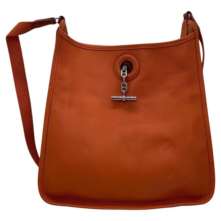 Hermes Orange Vespa PM Shoulder Bag Silver Hardware Crossbody Stamp L 2008