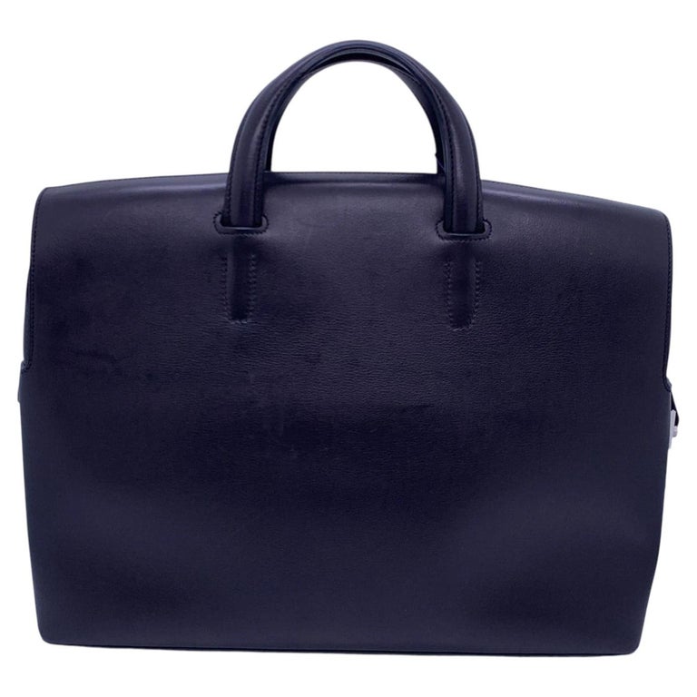 Hermes Cityhall 38 Briefcase Bleu Nuit Leather Document Bag