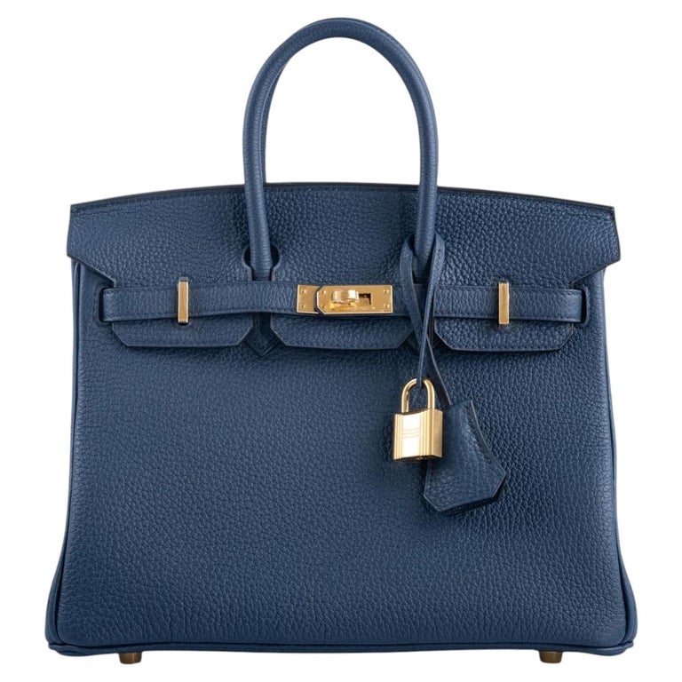 Hermès Birkin 25 Bleu De Prusse Togo Leather With Gold Hardware