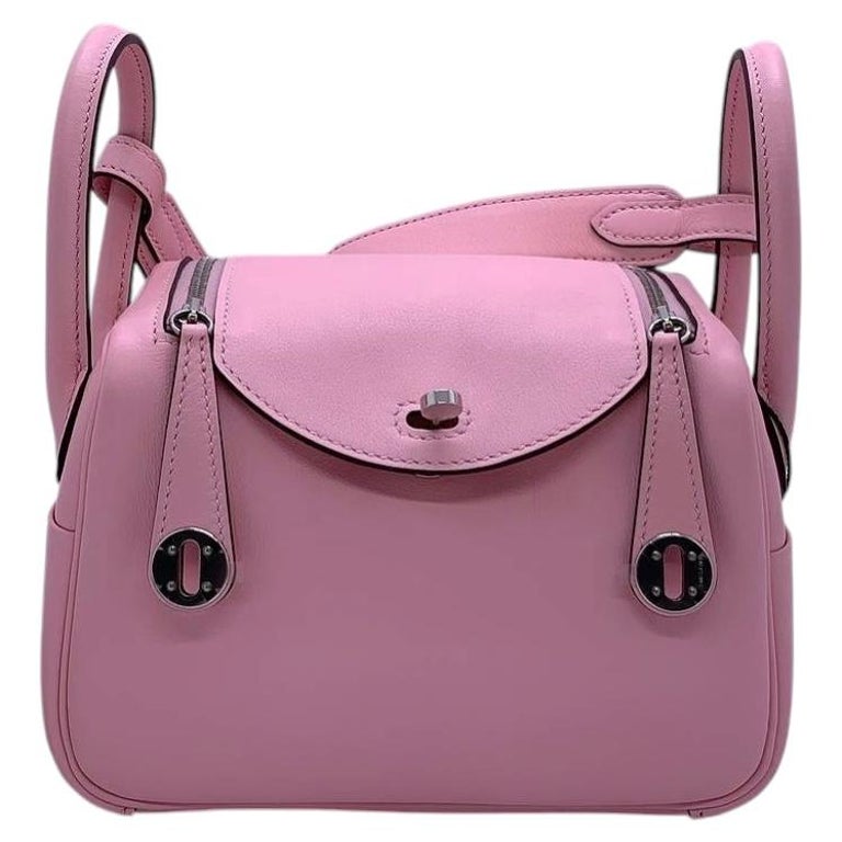 HERMES Lindy Mini Rose Sakura Swift Leather Palladium HW Bag Stamp Z