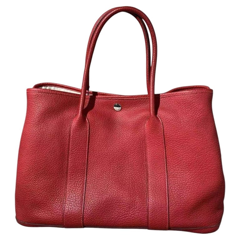 HERMES Garden party 36 Tote Hand Bag Negonda leather red