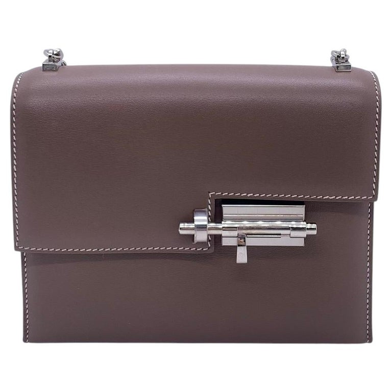 Hermes Verrou Chaine Mini Bag Box Leather Gray SHW Silver Hardware Stamp Y