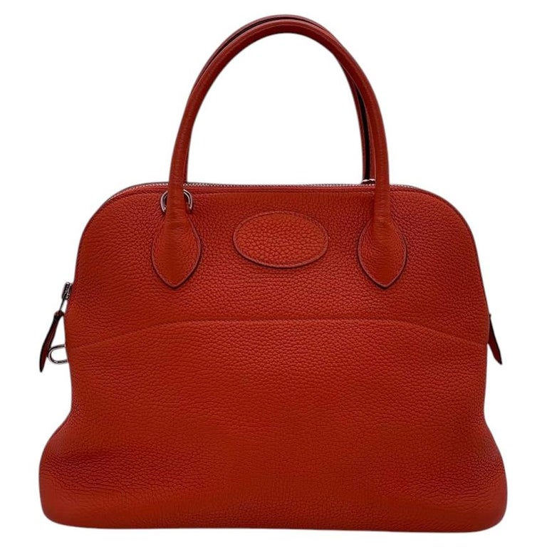 Hermes Bolide 31 Feu Taurillon Clemence Leather Silver HW Handbag Stamp A