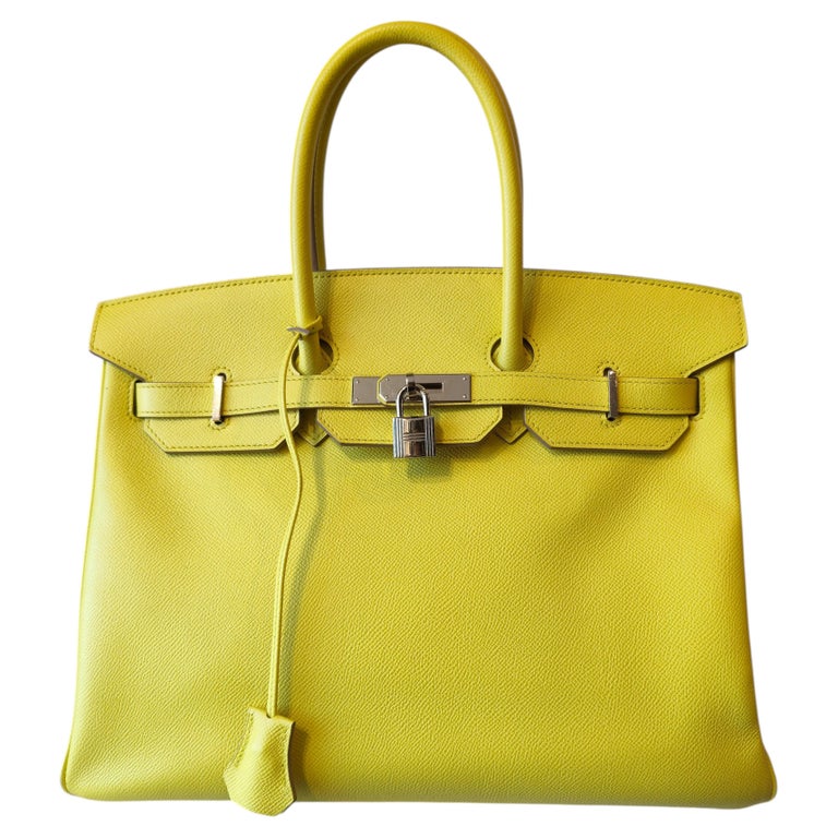 Hermès 2013 Contemporary 35 Birkin Lime Leather Top Handle Bag Unisex