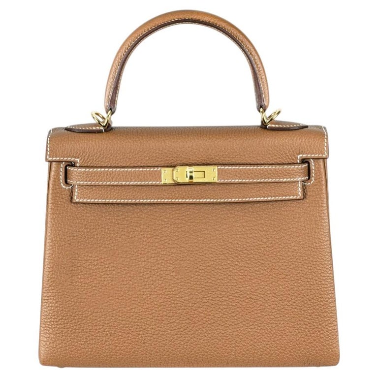 Hermés Kelly II Retourne 25 Gold Veau Togo Bag GHW