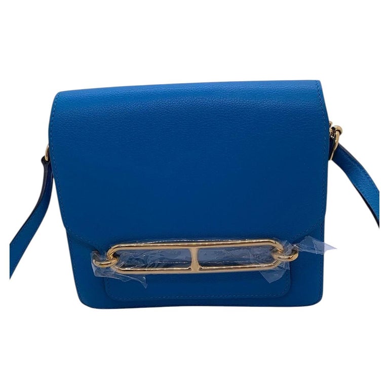 HERMES Mini Roulis Shoulder Crossbody Bag Evercolor Blue A Stamp France