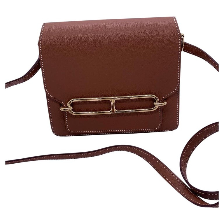 Hermes Roulis 18 Mini Evercolor Leather Gold Shoulder Bag Original France