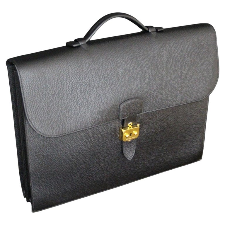 Hermes Black Togo Leather Sac A Depeches Briefcase, Hermes Briefcase, Hermes bag