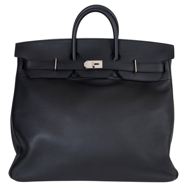 HERMES black Togo leather HAC 50 Travel Bag Phw