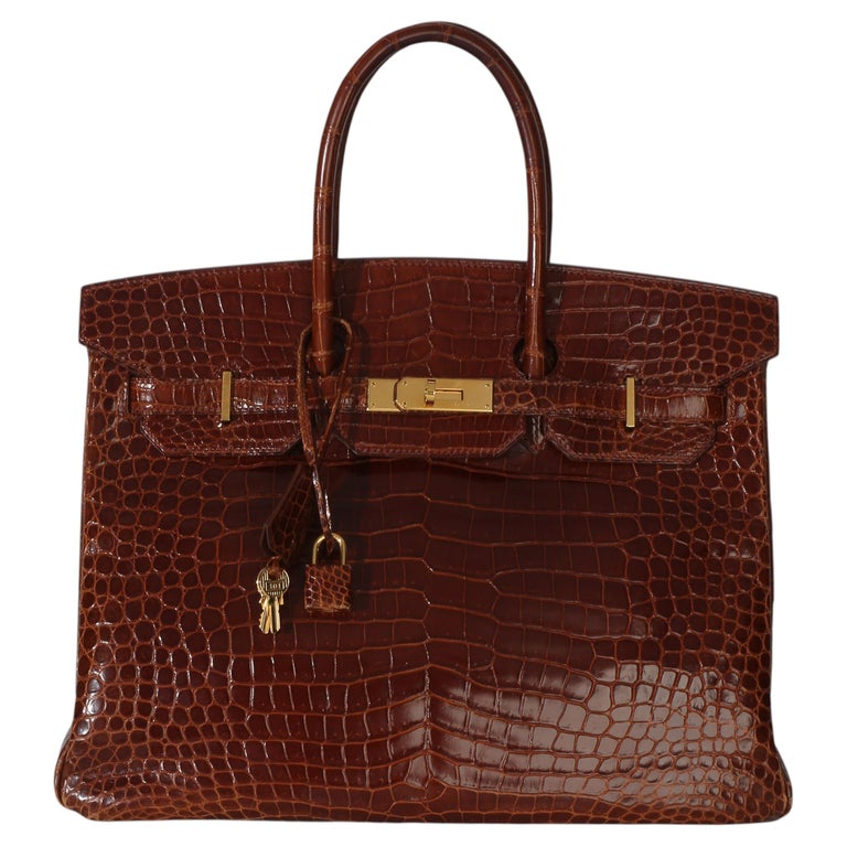 Hermès Miel Porosus Crocodile Birkin 35 GHW