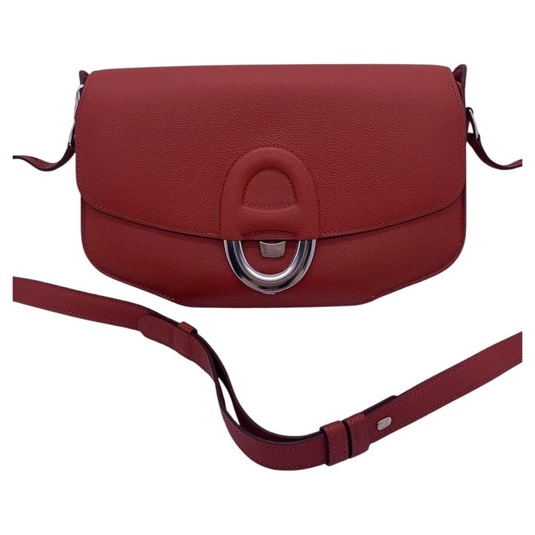 Hermes Cherche Midi Bag Medium Leather Salmon Red Pink Clutch Shoulder Bag