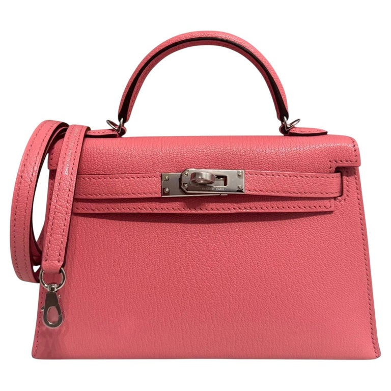 Hermes Kelly Mini 20 Verso Rose D'ete Pink Chèvre Rouge H Palladium Shoulder Bag