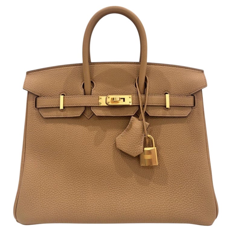 Hermes Birkin 25 Biscuit Tan Beige Togo Leather Gold Hardware New Top Handle Bag