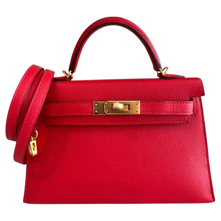 Hermes Kelly Mini 20 Rouge de Coeur Red Epsom Leather Gold Hardware Shoulder Bag