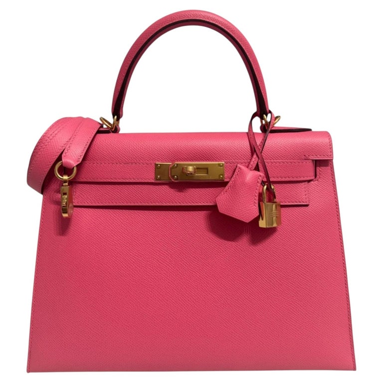 Hermes Kelly 28 Sellier Azalee Azalea Epsom Leather Gold Hardware Shoulder Bag