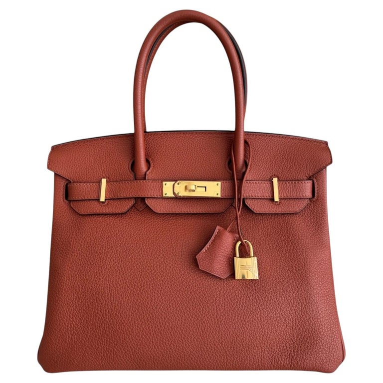 Hermes Birkin 30 Cuivre Orange Togo Leather Gold Hardware Top Handle Bag