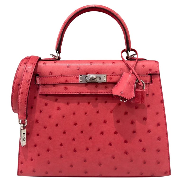 Hermes Kelly 25 Sellier Bougainvillea Leather Palladium Hardware Shoulder Bag
