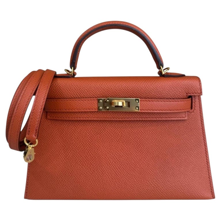 Hermes Kelly Mini 20 Terre Battue Epsom Leather Gold Hardware Rare Shoulder Bag