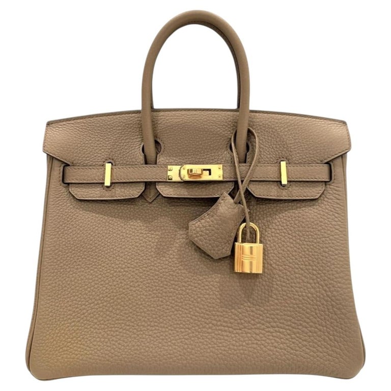Hermes Birkin 25 Beige Marfa Togo Leather Gold Hardware New Top Handle Bag
