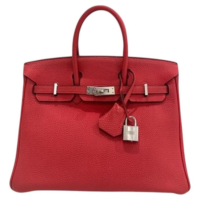 Hermes Birkin 25 Bougainvillea Togo Leather Palladium Hardware Top Handle Bag