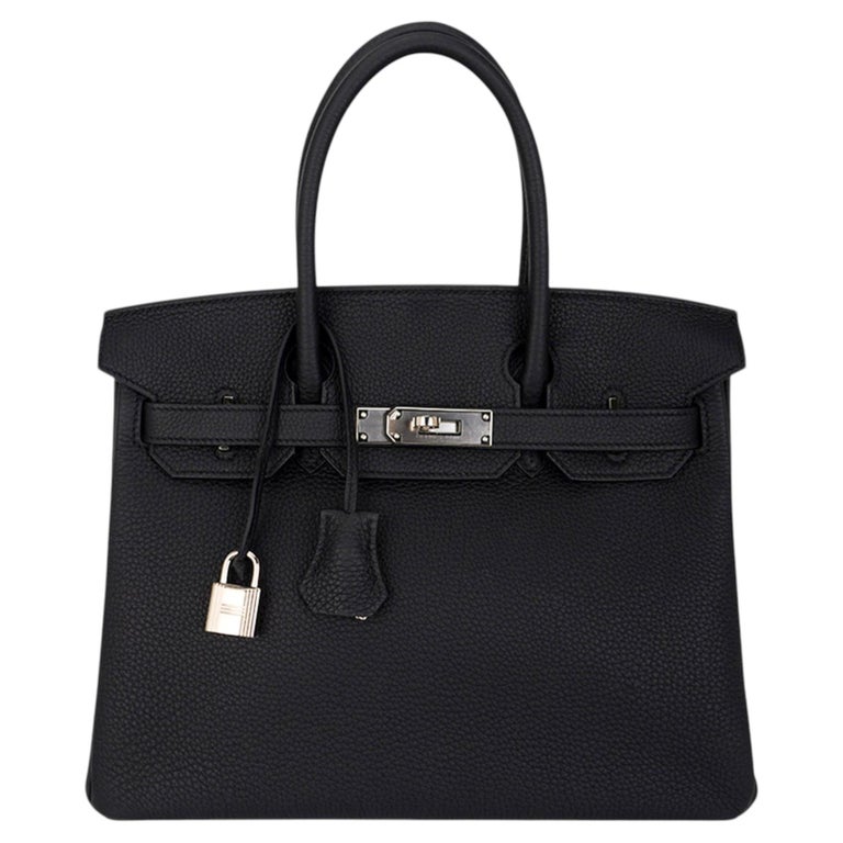Hermes Birkin 30 Black Bag Palladium Hardware Togo Leather