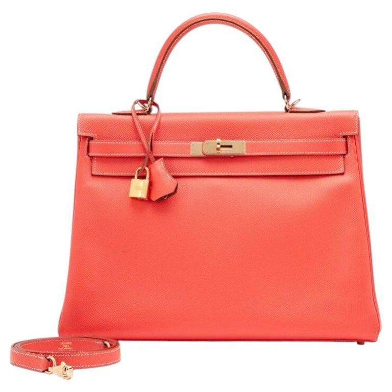 Rose Jaipur and Gold Candy Epsom Leather Kelly 35 Retourne Permabrass Hardware