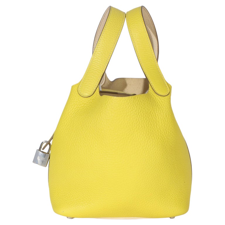 Hermès Bi-Color Lime Nata Picotin Lock 18 PHW