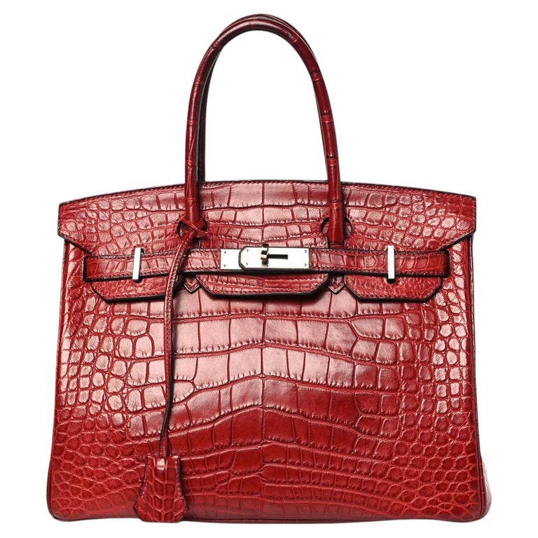 Hermes Birkin 30 Rouge H Matte Alligator With Palladium Hardware Handbag