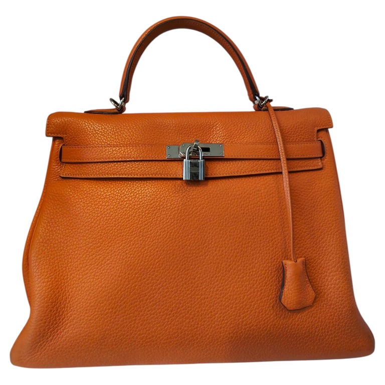 Hermès Kelly 35 orange togo leather palladium hardware