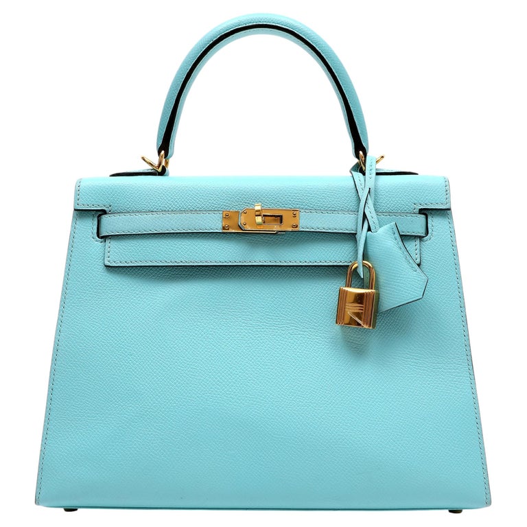 Hermes Kelly 25 Blue Atoll Epsom w/Gold Hardware