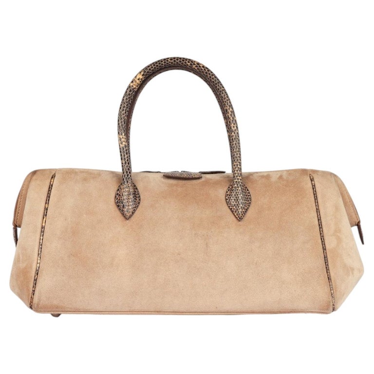 Hermès Beige Veau Doblis Suede & Natural Salvator Lizard Leather Paris Bombay 27