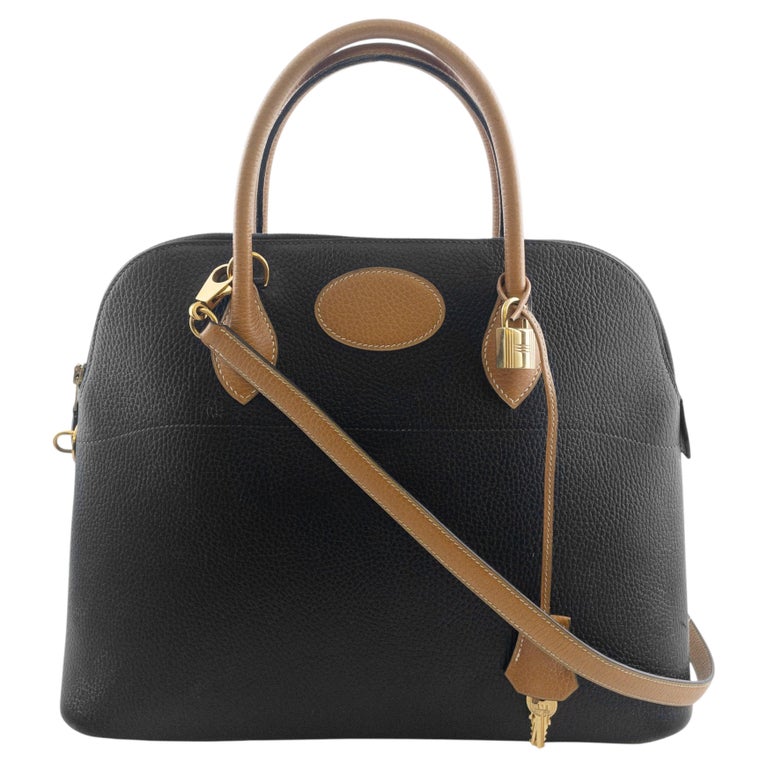 Rare 1996 Hermès 35 cm Bolide Black & Natural Leather