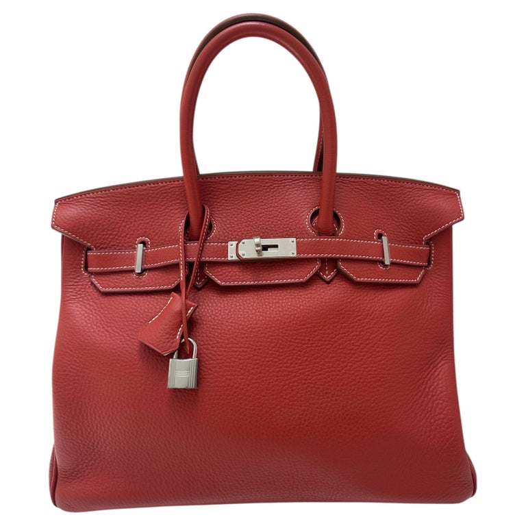 Hermes Sanguine with White Interior Birkin 35 Bag