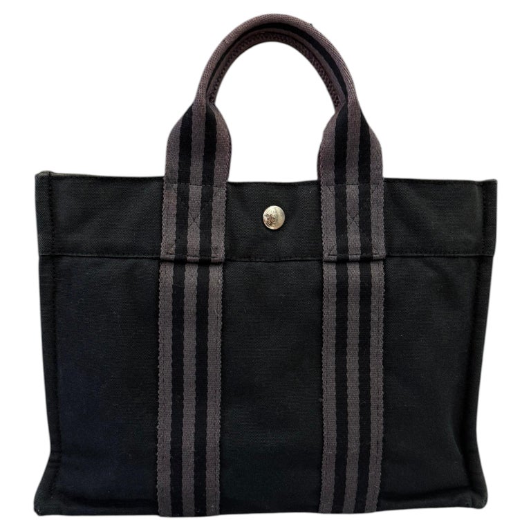 Vintage HERMÈS Fourre Tout Black Toile Tote PM