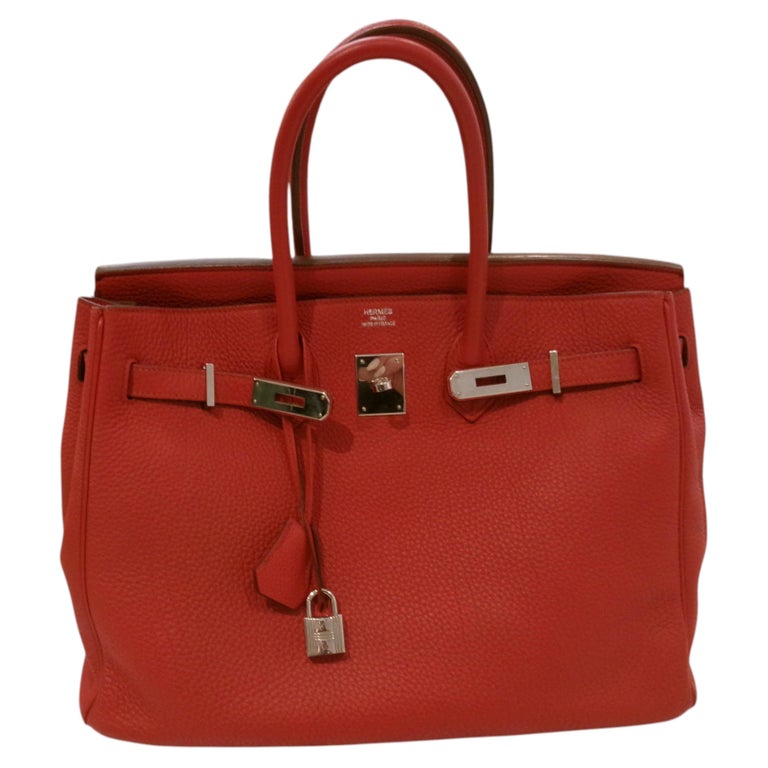 Hermes Birkin 35 RED SILVER HARDWARE