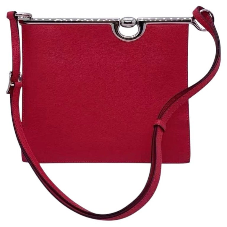 Hermes Sac Mors de Bride Bag Pink Chevre Chamkila Leather Shoulder Bag 2021