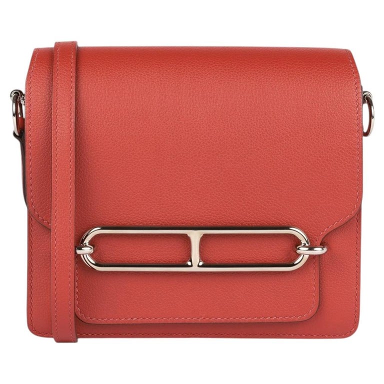 Hermès Brique & Caramel Evercolor Leather Verso Mini Roulis 18