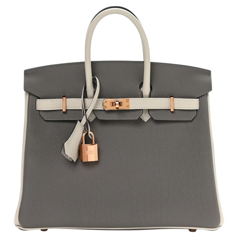 Hermes Birkin 25 Horseshoe Etain Gris Perle Togo Brushed Yellow Gold Hardware