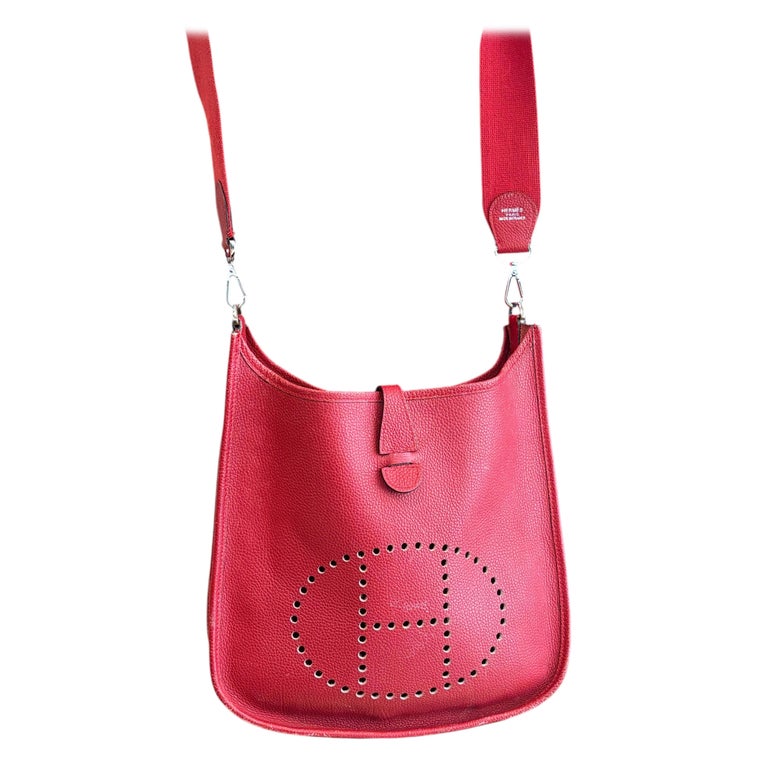 Hermès Vintage Evelyne Clemence III Red Leather Crossbody Bag, 1978